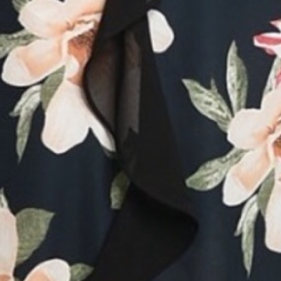 BLACK FLORAL RUFFLED DETAIL MAXI DRESS - Picture 9 of 10